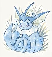 amount:solo body-type:feral series:eeveelutions series:pokemon species:vaporeon style:watercolor // 1344x1469 // 235KB