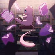 amount:solo atmosphere:studious body-type:semi-anthro book species:mew telekinesis // 1080x1080 // 144KB