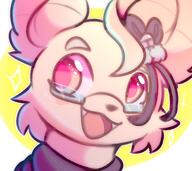 amount:solo body-type:feral glasses nerdy species:shinx species:shiny-pokemon style:kawaii sweater wearing-bow // 2126x1890 // 277KB