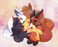amount:multiple body-type:feral grouping:fox-pokemon series:pokemon species:alolan-vulpix species:fennekin species:fox species:nickit species:vulpix species:zorua style:noisy // 1676x1345 // 2.1MB