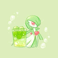 amount:solo body-type:anthro body-type:semi-anthro drink series:pokemon species:gardevoir style:girly style:one-color style:pastel-colors style:sparkly // 1000x1000 // 333KB