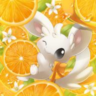 amount:solo atmosphere:sweets body-type:semi-anthro creature-in-food orange-(fruit) series:pokemon species:cinccino style:intentional-blur // 2000x2000 // 413KB