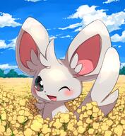 amount:solo atmosphere:flowers body-type:semi-anthro flower series:pokemon species:minccino // 920x1000 // 720KB