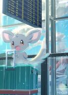 amount:solo atmosphere:airport atmosphere:sunlight body-type:semi-anthro series:pokemon species:minccino // 1473x2048 // 372KB