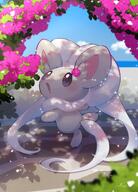 amount:solo atmosphere:beach atmosphere:flowers atmosphere:sunlight body-type:semi-anthro feminine flower series:pokemon species:cinccino style:girly style:sparkly wearing-flower // 1968x2733 // 4.5MB