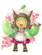 amount:solo body-type:semi-anthro maid mythical outfit series:pokemon species:ogerpon style:kawaii // 958x1241 // 173KB