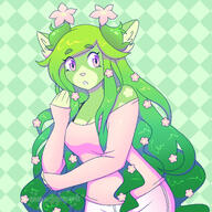 amount:solo body-type:anthro casual-outfit long-hair shirt species:deer style:abstract-background style:checkered style:contrasting-colors style:kemono // 1500x1500 // 403KB