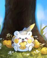 amount:solo atmosphere:field atmosphere:forest atmosphere:sunlight body-type:blob oddly-satisftying pokemon-berries sitrus-berry species:togedemaru style:circle-sparkles // 1567x1939 // 271KB
