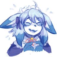 amount:solo body-type:anthro embarrassed maid outfit series:eeveelutions series:pokemon species:glaceon style:kemono style:scribbles visibly-shy // 1467x1470 // 234KB