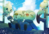 amount:multiple body-type:semi-anthro creatures series:pokemon species:chimecho species:oshawott species:otter species:piplup species:vanillite water // 1600x1100 // 2.1MB