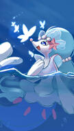 amount:solo atmosphere:beach atmosphere:night body-type:feral butterflies series:pokemon species:primarina water // 2160x3840 // 2.9MB