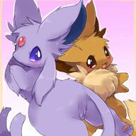 amount:pair body-type:feral fluffified hall-of-fame:bronze series:pokemon species:eevee style:border style:kawaii style:playful style:very-kawaii // 1280x1280 // 483KB