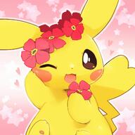 amount:solo body-type:semi-anthro feminine flower hall-of-fame:bronze hall-of-fame:silver species:pikachu style:contrasting-colors style:girly style:one-color style:outline style:pink style:very-girly wearing-flower // 1280x1280 // 425KB
