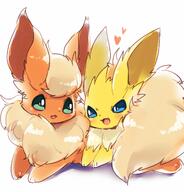 affection amount:pair body-type:feral cuddling series:eeveelutions series:pokemon species:flareon species:jolteon // 1227x1280 // 467KB