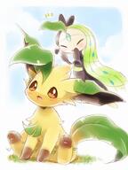 amount:pair atmosphere:fantasy body-type:semi-anthro series:eeveelutions series:pokemon species:leafeon species:meloetta // 959x1280 // 496KB