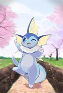 amount:solo atmosphere:sakura atmosphere:town body-type:semi-anthro series:eeveelutions series:pokemon species:vaporeon style:chromatic-aberration style:kemono style:painted // 865x1280 // 493KB