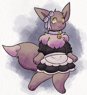 amount:solo bell-collar body-type:anthro body-type:semi-anthro collar maid outfit series:pokemon species:eevee style:kemono style:watercolor wearing-bow // 1609x1760 // 485KB