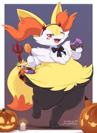 amount:solo atmosphere:halloween body-type:anthro body-type:overweight body-type:semi-anthro donut eating food lollipop style:kawaii style:white-border sweets trick-or-treet // 1125x1530 // 250KB
