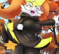 amount:solo atmosphere:autumn backpack body-type:anthro braces glasses hall-of-fame:bronze heterochromia hoodie nerdy species:braixen sweater // 980x890 // 1.2MB