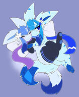 affection amount:pair atmosphere:bedroom body-type:feral cheek-rub cuddling feminine flower pressing-same-body-part-against-each-other scarf series:eeveelutions series:pokemon species:glaceon style:girly style:kawaii thigh-highs wearing-flower // 623x762 // 118KB