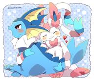 affection amount:pair body-type:feral hugging series:eeveelutions series:pokemon species:sylveon species:vaporeon style:abstract-background // 680x576 // 100KB
