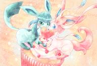 amount:pair body-type:feral cupcake food series:eeveelutions series:pokemon species:glaceon species:sylveon style:girly style:watercolor sweets // 2039x1378 // 5.5MB