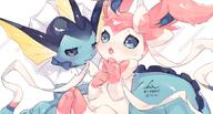 affection amount:pair body-type:feral cuddling series:eeveelutions series:pokemon species:sylveon species:vaporeon // 676x363 // 258KB