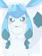 amount:solo body-type:semi-anthro pouting series:eeveelutions series:pokemon species:glaceon // 397x530 // 155KB