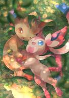 affection amount:pair atmosphere:forest body-type:feral cuddling series:eeveelutions series:pokemon species:leafeon species:sylveon style:girly style:sparkly // 1000x1407 // 196KB
