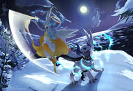 amount:pair atmosphere:night atmosphere:snowy body-type:anthro body-type:feral body-type:semi-anthro outfit series:eeveelutions series:pokemon species:absol species:fusion species:lucario species:sylveon // 2915x2000 // 4.3MB