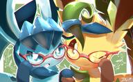 amount:pair atmosphere:studious body-type:feral glasses hall-of-fame:bronze hall-of-fame:gold hall-of-fame:silver nerdy series:eeveelutions series:pokemon species:glaceon species:leafeon style:chromatic-aberration style:outline // 3195x1957 // 4.8MB