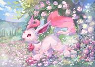 amount:solo atmosphere:fantasy atmosphere:field atmosphere:flowers body-type:feral feminine flower forehead-gem hall-of-fame:bronze oc series:eeveelutions series:pokemon species:espeon species:fusion species:leafeon style:girly style:sparkly style:very-girly wearing-flower // 800x567 // 824KB