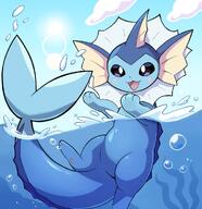 amount:solo atmosphere:beach body-type:feral series:eeveelutions series:pokemon species:vaporeon style:playful // 968x1000 // 118KB