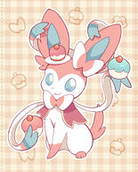 amount:solo atmosphere:cafe body-type:feral eating outfit pokepuff series:eeveelutions series:pokemon species:sylveon style:outline // 1760x2180 // 640KB