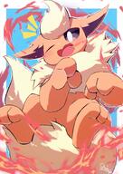 amount:solo atmosphere:powerful body-type:feral series:eeveelutions series:pokemon species:flareon style:kawaii style:white-border wink // 1178x1661 // 314KB