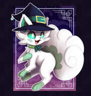 amount:solo atmosphere:halloween atmosphere:night atmosphere:stary body-type:feral collar oc species:alolan-vulpix style:outline witch // 1897x2000 // 633KB