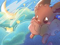 amount:solo atmosphere:clouds atmosphere:fantasy atmosphere:stary body-type:feral series:pokemon species:eevee style:noisy // 2048x1535 // 850KB