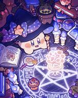 amount:solo atmosphere:halloween body-type:blob candy character:kirby costume cupcake food series:kirby species:unknown style:dim style:glow summoning sweets witch // 1579x2000 // 555KB