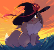 amount:solo atmosphere:sunset blep body-type:feral hall-of-fame:bronze painted series:pokemon silly species:eevee style:dim witch // 2000x1837 // 386KB