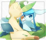 affection amount:pair atmosphere:field body-type:feral romance series:eeveelutions series:pokemon species:glaceon species:leafeon style:girly // 690x610 // 337KB