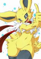 amount:solo body-type:anthro scarf series:eeveelutions series:pokemon species:jolteon style:kemono thigh-highs // 1440x2048 // 447KB