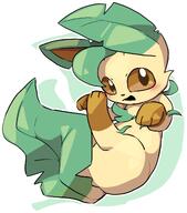 amount:solo body-type:feral series:eeveelutions series:pokemon species:leafeon style:abstract-background style:kawaii style:outline style:playful visibly-shy // 1783x2030 // 603KB