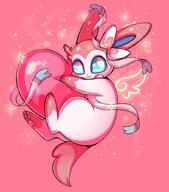 amount:solo body-type:feral holding-heart series:eeveelutions series:pokemon species:sylveon style:girly style:one-color style:pink style:sparkly // 736x836 // 80KB