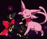 amount:pair body-type:feral forehead-gem series:eeveelutions series:pokemon species:espeon species:umbreon style:dim style:glow wearing-bow // 996x828 // 81KB