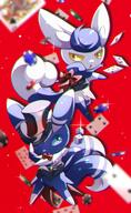 amount:pair atmosphere:anime body-type:semi-anthro cards species:meowstic style:girly style:sparkly top-hat // 2397x3891 // 950KB