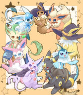 amount:multiple atmosphere:halloween body-type:feral book forehead-gem grouping:all-eeveelutions outfit series:eeveelutions series:pokemon species:eevee species:espeon species:flareon species:glaceon species:jolteon species:leafeon species:sylveon species:umbreon species:vaporeon // 1890x2169 // 2.2MB
