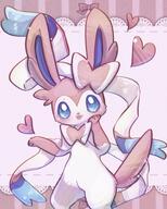amount:solo atmosphere:frilly-background atmosphere:valentines-day body-type:feral body-type:semi-anthro series:eeveelutions series:pokemon species:sylveon style:girly visibly-shy visual-teasing // 1200x1500 // 233KB