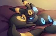 affection amount:pair atmosphere:home body-type:slightly-chubby couch cuddling heart-shape series:eeveelutions series:pokemon sleeping species:shiny-pokemon species:umbreon style:glow // 2300x1500 // 200KB