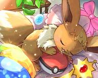 amount:solo atmosphere:bedroom atmosphere:home body-type:feral series:pokemon species:eevee style:painted style:rainbow // 1806x1437 // 667KB