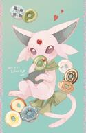 amount:solo body-type:feral donut food forehead-gem series:eeveelutions series:pokemon species:espeon style:noisy style:pastel-colors style:playful sweets // 1200x1850 // 251KB